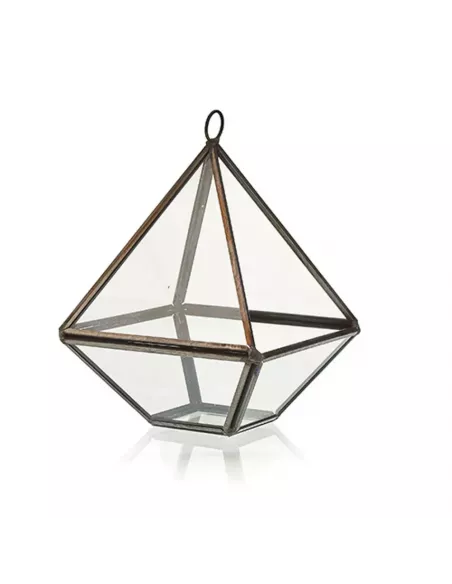 Terrario de Vidrio Pequeño Diamante | Decoración de Lujo para Interiores y Exteriores
