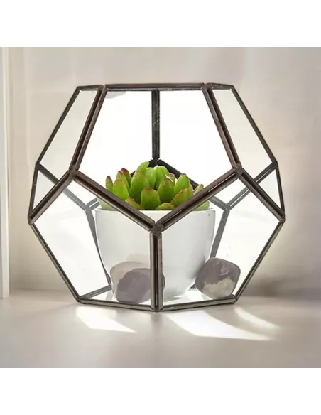 Terrario de Vidrio Octágono Grande | Decoración Minimalista y de Lujo