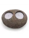 3x Porta Velas de Piedra de Río Natural Doble | Diseño Minimalista