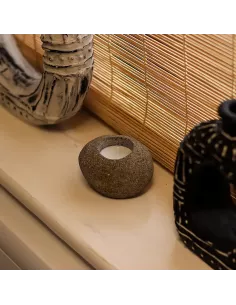 3x Porta Velas de Piedra de Río Natural Individual | Decoración Minimalista 2