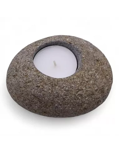 3x Porta Velas de Piedra de Río Natural Individual | Decoración Minimalista