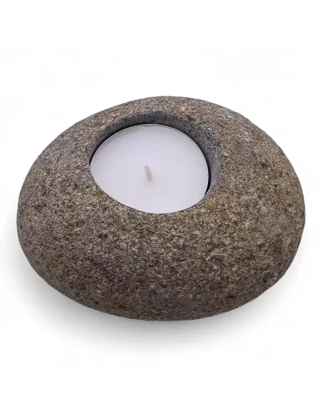 3x Porta Velas de Piedra de Río Natural Individual | Decoración Minimalista