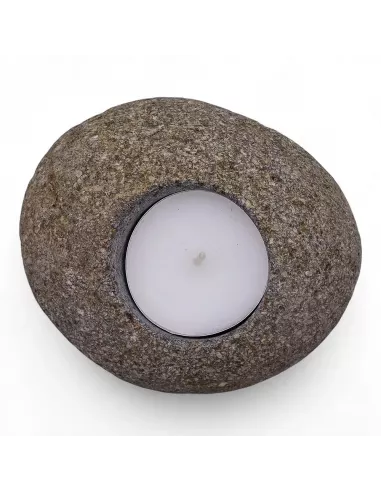 3x Porta Velas de Piedra de Río Natural Individual | Decoración Minimalista