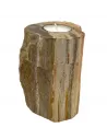 Portavelas de Madera Petrificada Individual Alto | Elegancia Natural y Atemporal