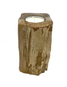 Portavelas de Madera Petrificada Individual Alto | Elegancia Natural y Atemporal 2