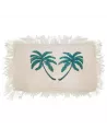 Funda de cojín de lino con palmera y flecos | Decoración sostenible