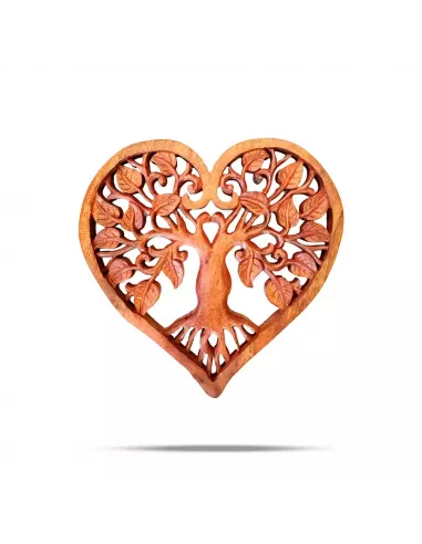 Panel Decorativo Corazón de Madera Árbol de la Vida | Decoración Natural