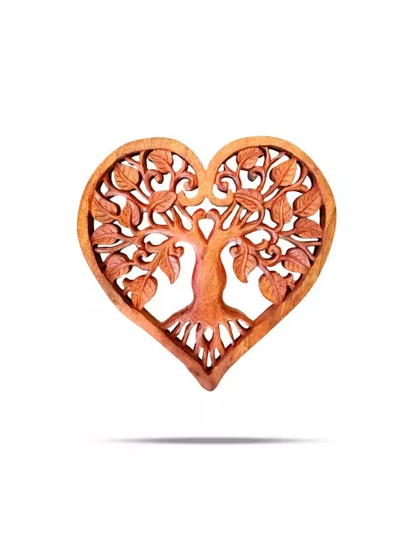 Panel Decorativo Corazón de Madera Árbol de la Vida | Decoración Natural