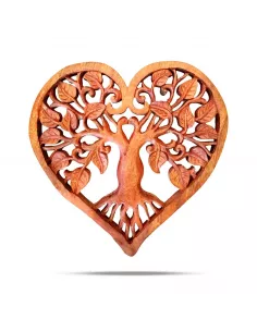 Panel Decorativo Corazón de Madera Árbol de la Vida | Decoración Natural