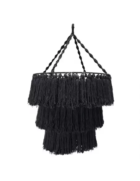 Candelabro de Macramé Natural y Negro | Decoración Elegante y Sofisticada