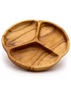 Frutero de Madera de Teca Lisa de Tres Secciones | Diseño Moderno y Rústico 2