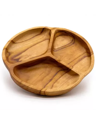 Frutero de Madera de Teca Lisa de Tres Secciones | Diseño Moderno y Rústico