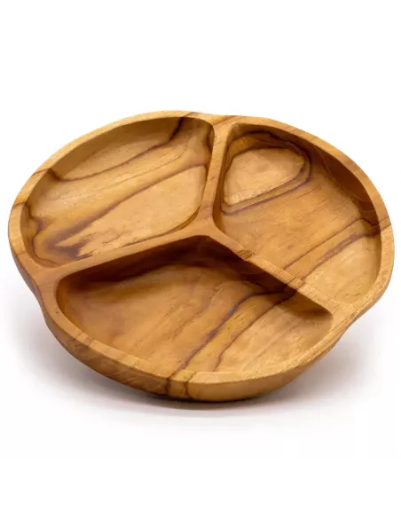 Frutero de Madera de Teca Lisa de Tres Secciones | Diseño Moderno y Rústico