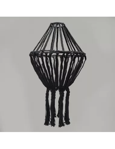 Araña de Macramé Natural y Negro | Iluminación Elegante y Minimalista