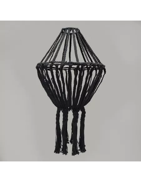 Araña de Macramé Natural y Negro | Iluminación Elegante y Minimalista