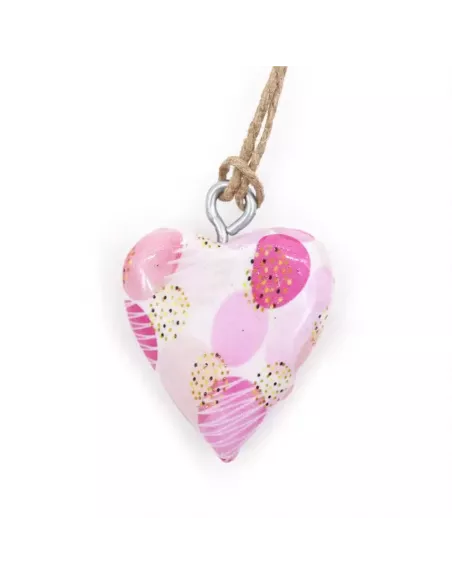 Corazón de madera decorativo pequeño artesanal y sostenible