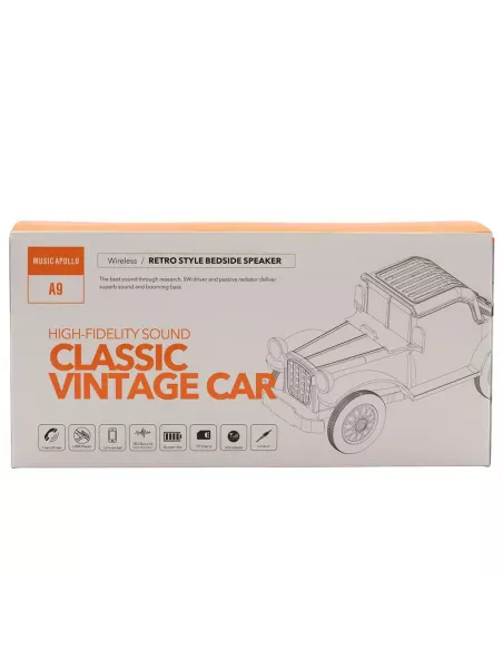 Altavoz Clásico para Coche Vintage con Soporte y Bluetooth – 5W