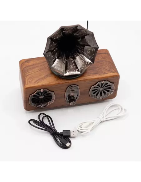 Altavoz de Gramófono Doble Mini Retro Bluetooth 5,4W x 2 – Estilo Vintage