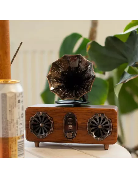 Altavoz de Gramófono Doble Mini Retro Bluetooth 5,4W x 2 – Estilo Vintage