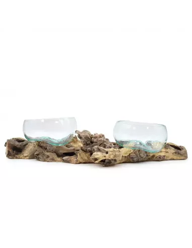 Vidrio en Soporte Doble Extragrande 70 cm | Diseño Natural y Sostenible