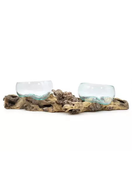 Vidrio en Soporte Doble Extragrande 70 cm | Diseño Natural y Sostenible