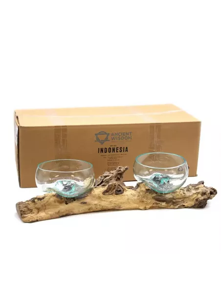 Vidrio en Soporte Doble Extragrande 70 cm | Diseño Natural y Sostenible