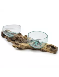 Vidrio en Soporte Doble Extragrande 70 cm | Diseño Natural y Sostenible