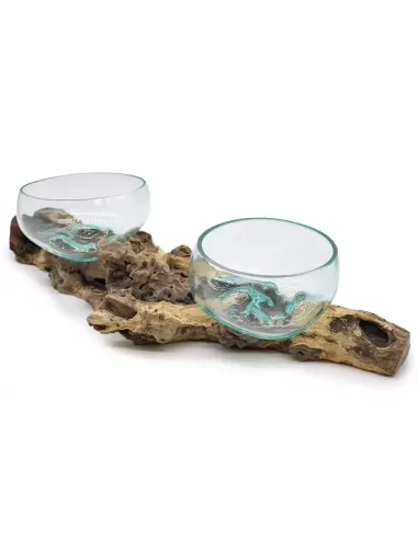 Vidrio en Soporte Doble Extragrande 70 cm | Diseño Natural y Sostenible