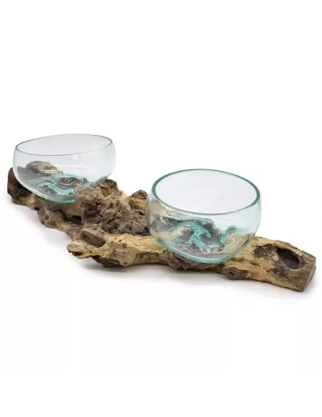 Vidrio en Soporte Doble Extragrande 70 cm | Diseño Natural y Sostenible