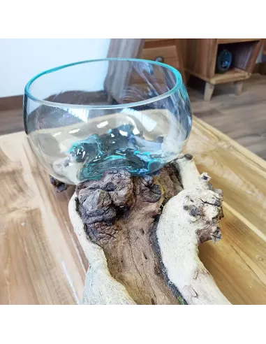 Vidrio en Soporte Doble Extragrande 70 cm | Diseño Natural y Sostenible
