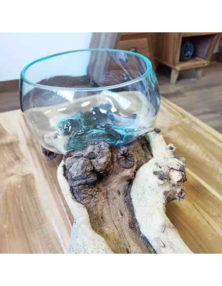 Vidrio en Soporte Doble Extragrande 70 cm | Diseño Natural y Sostenible