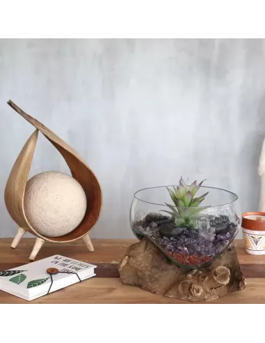 Vidrio Fundido sobre Madera – Tazón Grande Abierto | Arte y Decoración Exclusiva