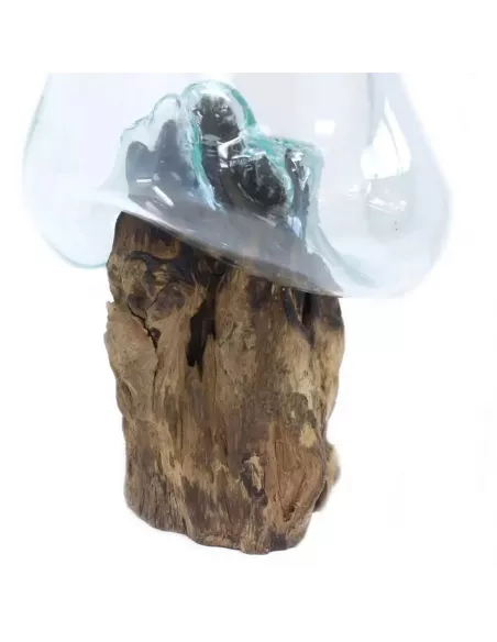 Vidrio Fundido sobre Madera | Tazón Grande Artesanal y Decorativo