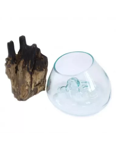 Vidrio Fundido sobre Madera | Tazón Grande Artesanal y Decorativo