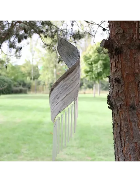 Campanillas de viento de hoja de coco | Decoración natural sostenible