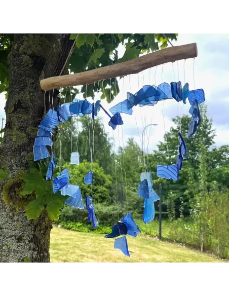 Carillón de vidrio reciclado | Decoración sostenible artesanal