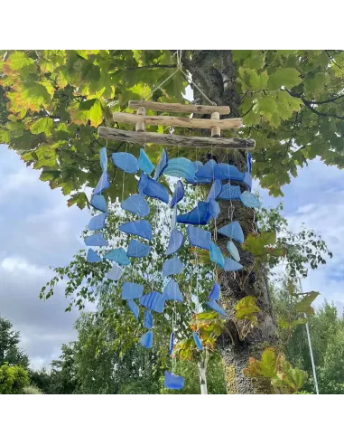 Carillón de vidrio reciclado cascada| Decoración sostenible