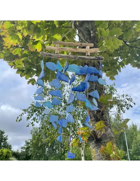 Carillón de vidrio reciclado cascada| Decoración sostenible
