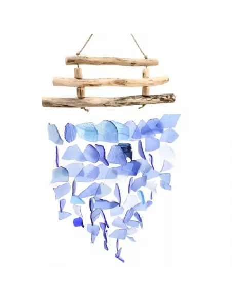 Carillón de vidrio reciclado cascada| Decoración sostenible