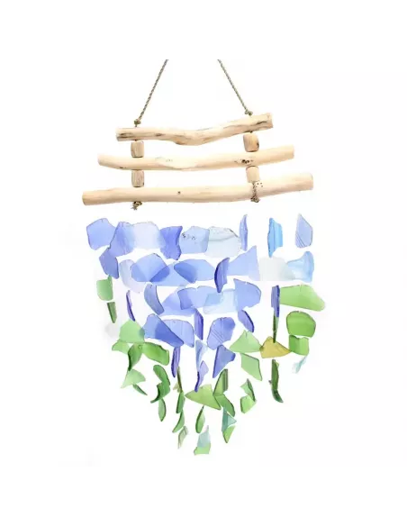 Carillón de vidrio reciclado cascada| Decoración sostenible