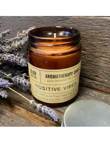 Vela de Aromaterapia Vibraciones Positivas | Salvia y Menta | Cera de Soja
