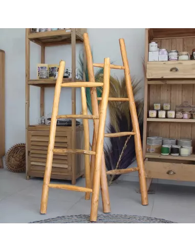 Escalera de teca natural | Decoración sostenible y artesanal