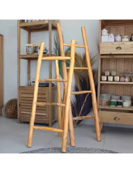 Escalera de teca natural | Decoración sostenible y artesanal