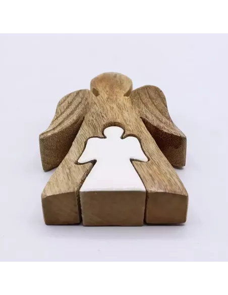 Ángel de Madera de Mango – Esmalte Blanco 15 cm – Decoración Elegante