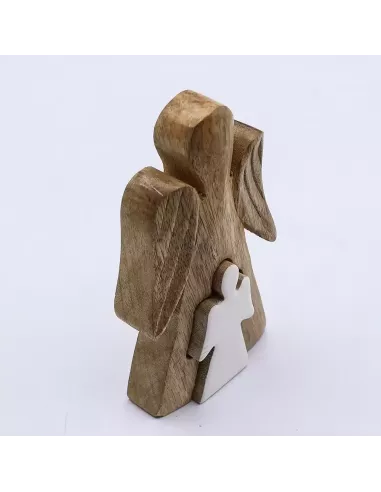 Ángel de Madera de Mango – Esmalte Blanco 15 cm – Decoración Elegante