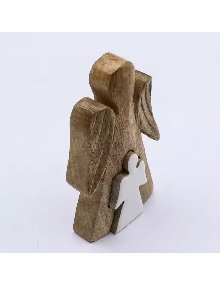 Ángel de Madera de Mango – Esmalte Blanco 15 cm – Decoración Elegante