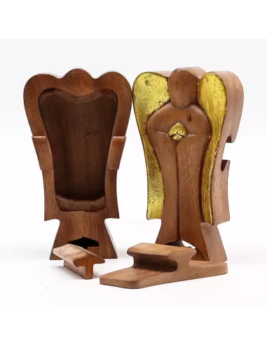 Ángel de madera Hati en marrón y dorado