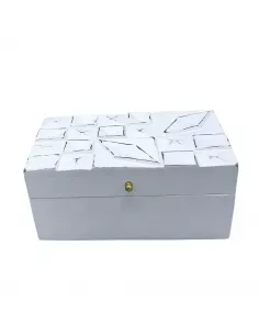 Vintage Deco Caja Multiusos 22x12x10 cm Blanca con Diamantes