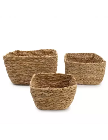 Cestas Cuadradas de Hierba Marina Natural | Juego de 3 Artesanal