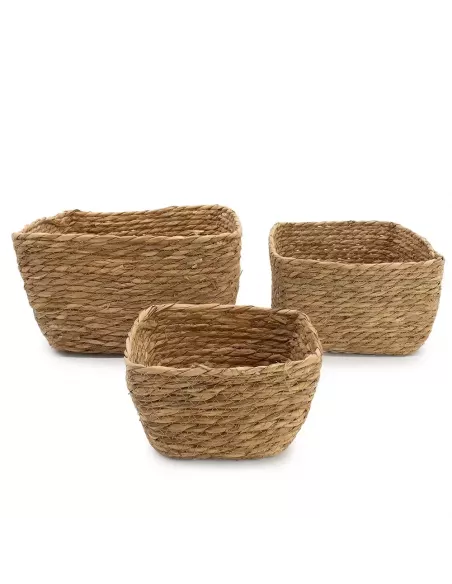 Cestas Cuadradas de Hierba Marina Natural | Juego de 3 Artesanal